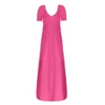thumbnail image 4 of Lenago Women's Summer Dress Plus Size Deep V-Neck Standard-Fit Short Sleeve Solid Maxi Party Dress Beach Formal Hot Pink Dress, 4 of 5