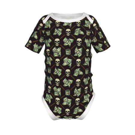 

Junzan Skulls Gold Chains Dollar Print Short-Sleeve Baby Climbing Clothes Bodysuits for Infant One-Piece for Baby Boys & Girls Baby Clothes Baby Romper with Snap Closure-6 Months