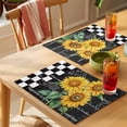 thumbnail image 4 of Yellow Sunflower Placemats Set of 8 Black White Plaid Watercolor Floral Place Mats Indoor Wipeable Table Mats Washable Cloth Dining Table Placemats for Kitchen Holiday Party Home Decor 13x19 Inch, 4 of 9