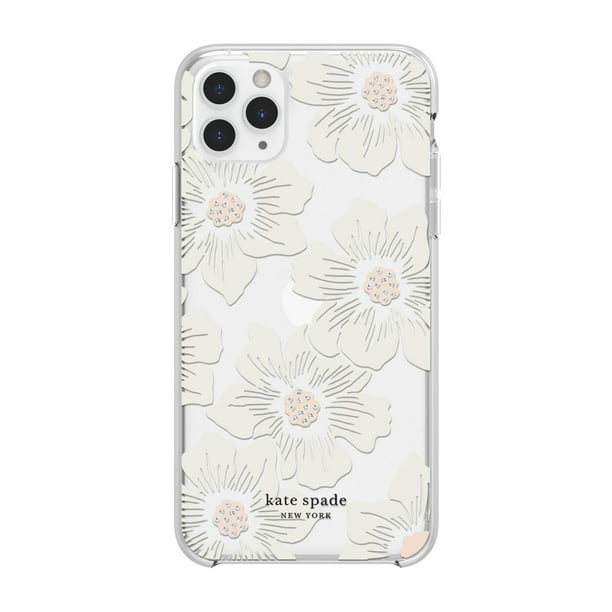 kate spade new york Protective Hardshell Case (1-PC Comold) for iPhone 11  Pro Max, Hollyhock Floral Clear/Cream with Stones 