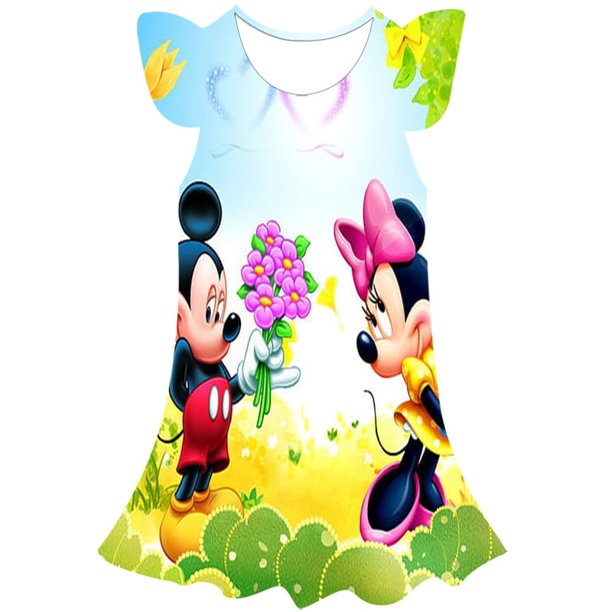 Verano Disney nuevo estilo niños Mickey Mouse vestido ropa princesa niñas Mickey Mouse vestido impreso suelto Mickey Mouse Dress4T Gao Jinjia LED