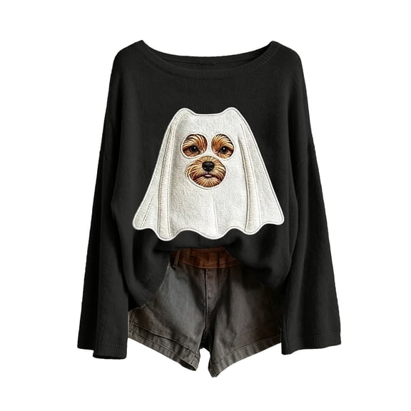 Halloween Sweatshirts for Women Oversized Sweatshirt Scoop Neck Tops Womens Long Sleeve Tops Fall Outfits Halloween Costumes Trendy Halloween Top Graphic Sweatshirts