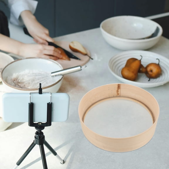 ELAYARD Fine Mesh Round Sieve with Wooden Handle, Steel Baking Sifting Tool for Cooking - 1 Piece
