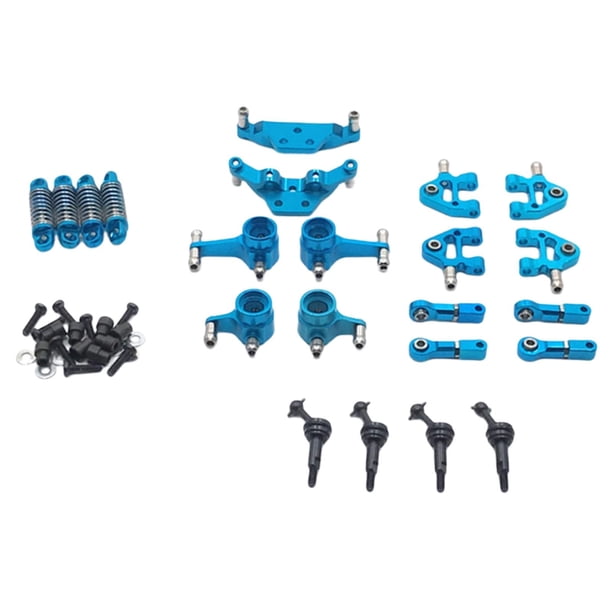 Pieza de Actualización RC Metal 8 X Inferior 2 X Copa de Dirección Trasera Delantera 2 X Soporte de Montaje de Choque 4 X Amortiguador Azul Baoblaze amortiguador
