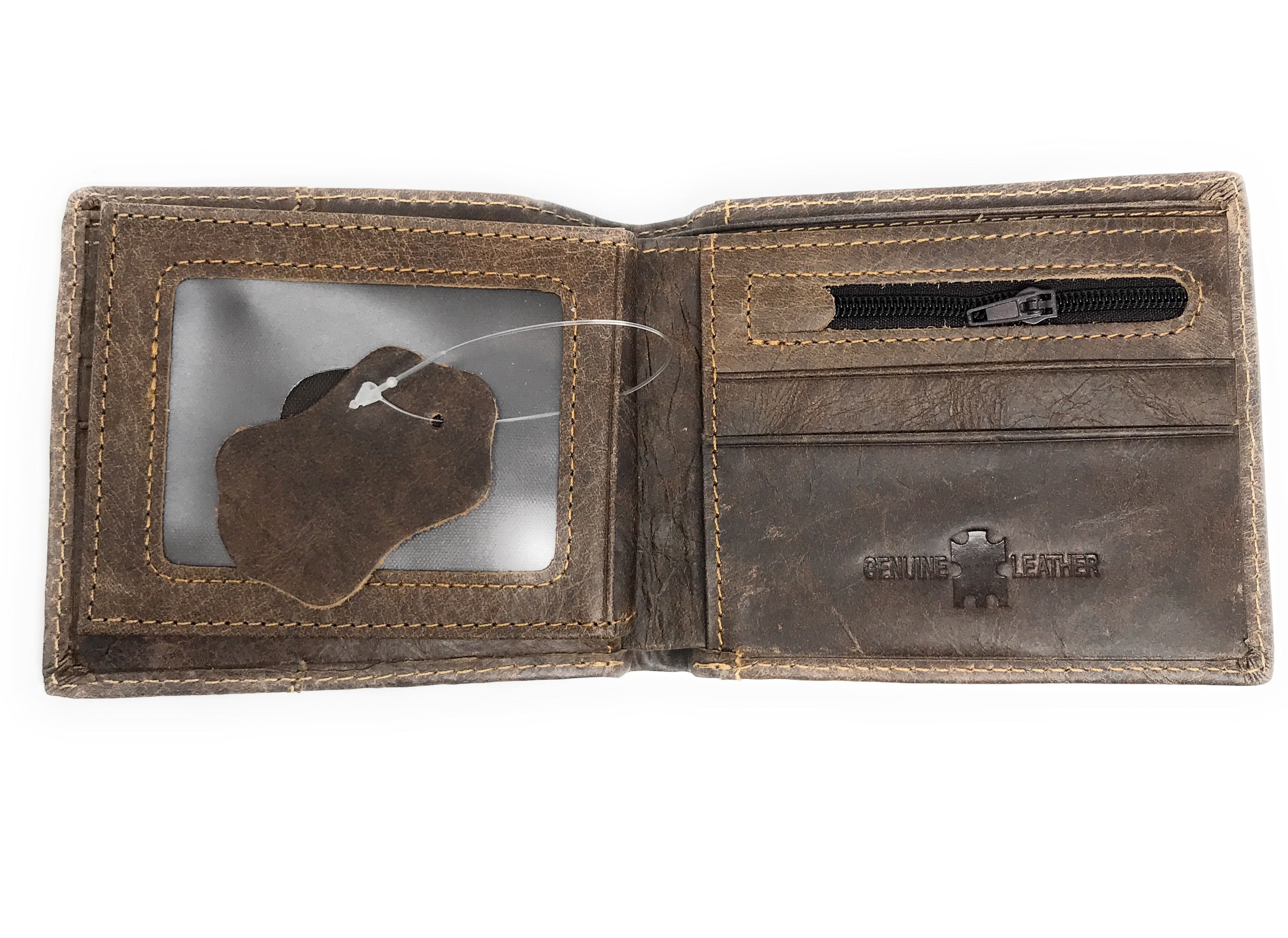 Texas West Premium Cow Fur Genuine Leather Men's Short Bifold