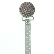Polka Dot Ribbon Quilted Crystal Pacifier Clip