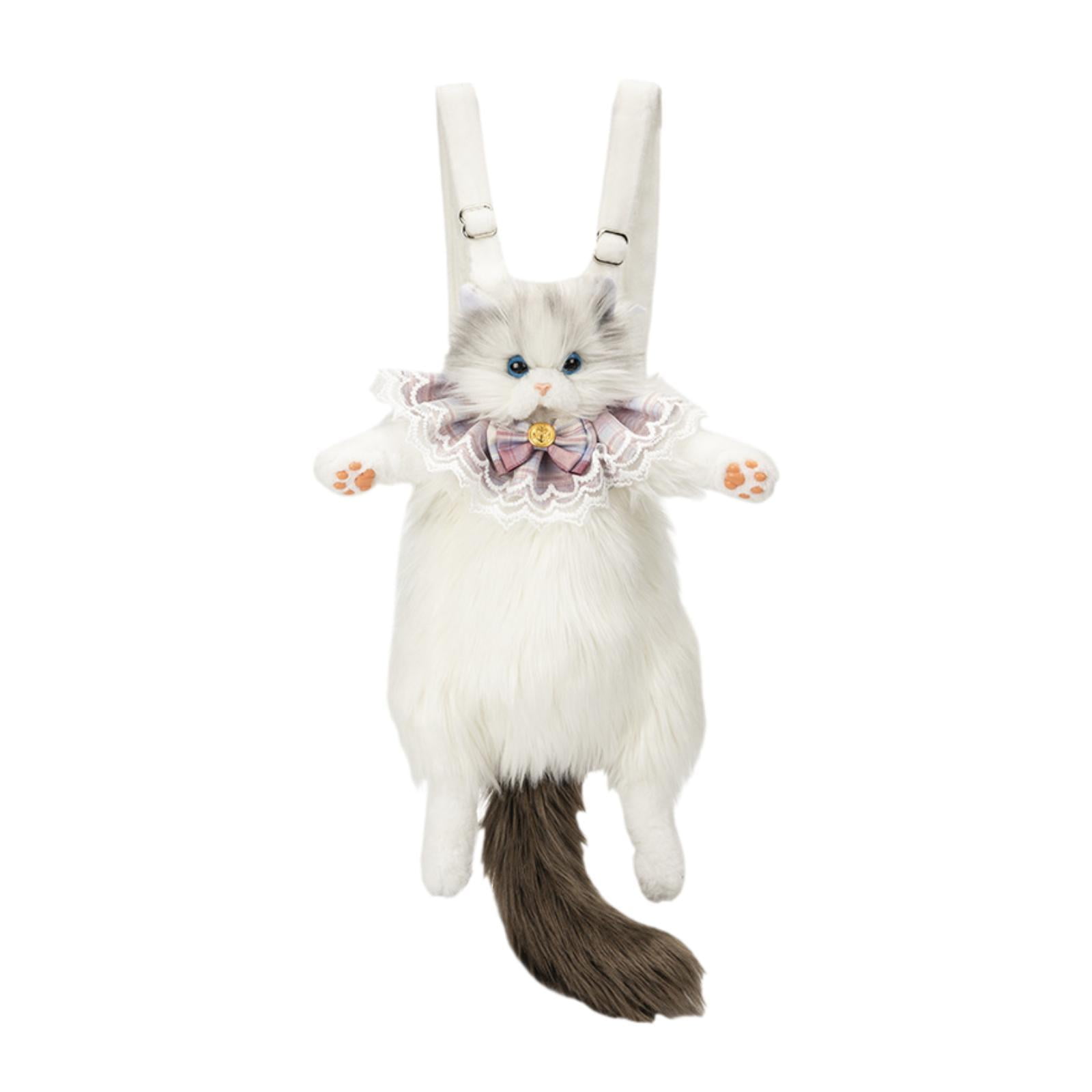 Abbraccia Cute Stuffed Cat Doll Backpack Funny Animal Shaped Backpack for Pet Lovers Gifts Gray