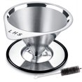 thumbnail image 1 of Filtro de acero inoxidable Coffee Dripper LHS para 1 a 4 tazas con soporte, 1 of 7