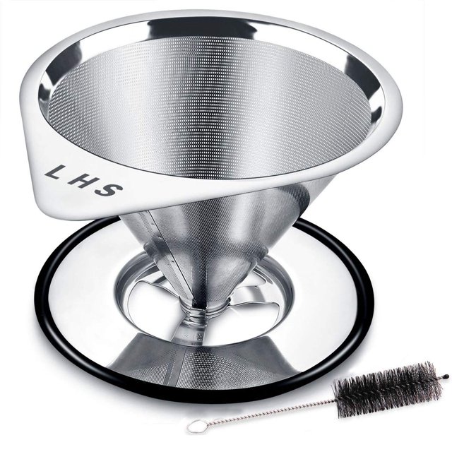 Filtro de acero inoxidable Coffee Dripper LHS para 1 a 4 tazas con soporte