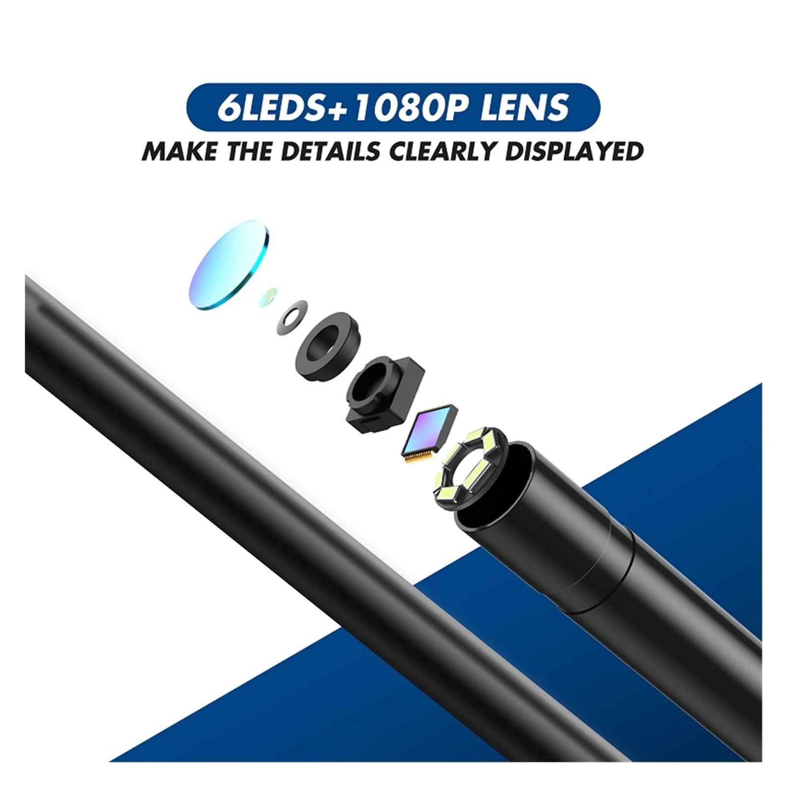 F220 WIFI Endoscope 5.5mm Lens HD1080P IP67 Waterproof Endoscopy 6 LEDs 2600 MAh Inspection Borescope Camera ,Various Applicable