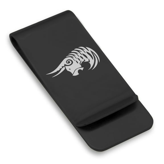 Stainless Steel Tribal Taurus Zodiac (Bull) Classic Slim Money Clip Credit Card Holder