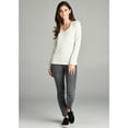 thumbnail image 2 of Emmalise Women's Casual Basic V-Neck Tshirt Long Sleeves Tee Top - Junior and Plus Sizes, 2 of 4