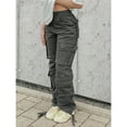 thumbnail image 6 of Women's High Waisted Cargo Pants - Baggy Y2K Wide Leg Pants with Pockets, Warm Thermal Streetwear for Winter Christmas New Year Outfits, 6 of 6