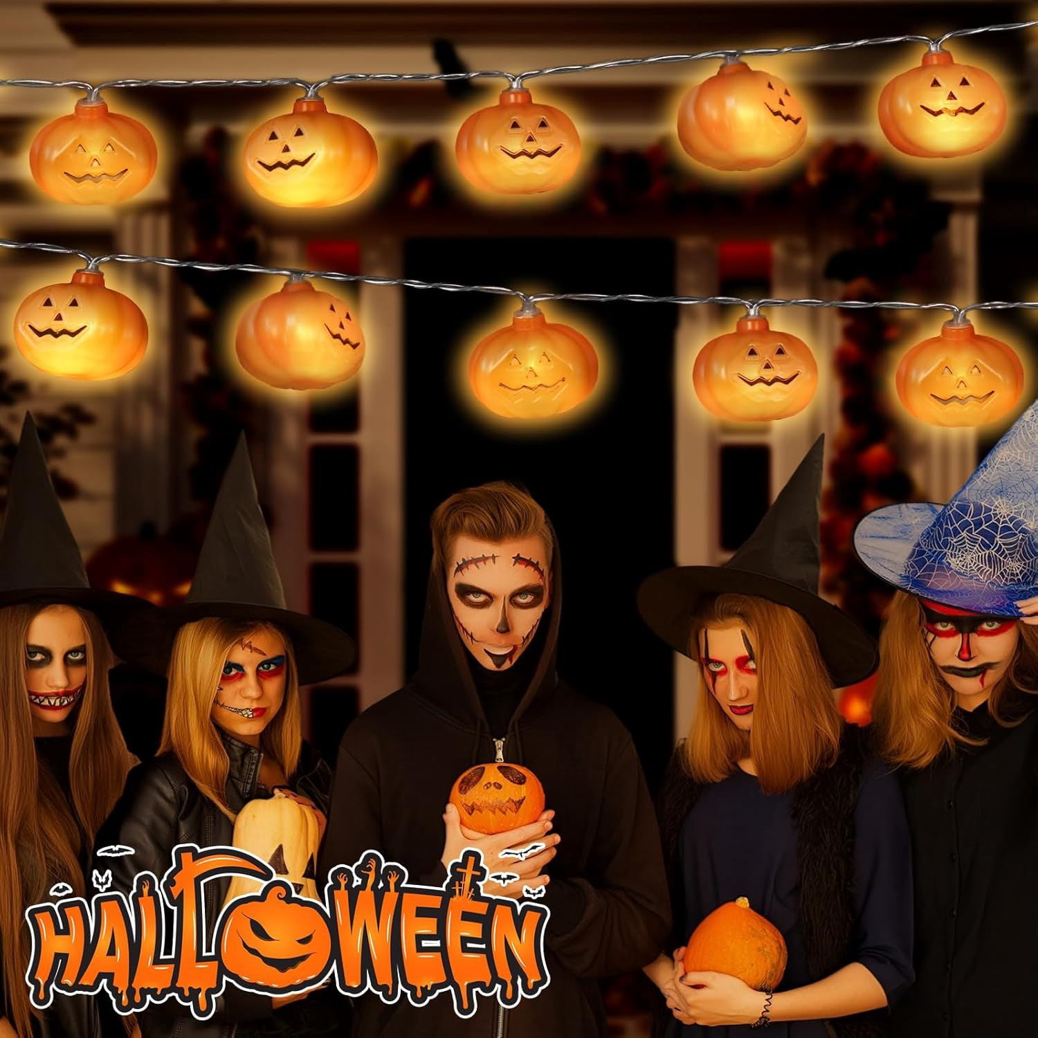 20FT Halloween Pumpkin String Lights with 8 Modes and Remote Control for Indoor Outdoor
