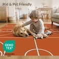 thumbnail image 4 of ODIKA 8'x10' Washable Area Rug Motif Blanket Football Center Hoop Striped Round Basketball Bold Playful for Dining Room, Large Office, Lounge, Non-Slip Chair-Friendly Mat, 4 of 7