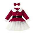 thumbnail image 2 of Wancir Toddler Baby Girl Christmas Dress Santa Claus Red Velvet Dress Long Sleeve Furry Princess Dress with Headband Outfit, 2 of 8