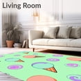 thumbnail image 2 of ODIKA 8'x10' Machine Washable Non-Slip Area Rug, Melting Ice Cream Cone Cute Food Bath Plush Design High Traffic Rug with Pad, Green, 729489, 2 of 8
