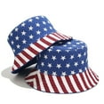 thumbnail image 2 of IDALL American Flag Hat Bucket Hat Men Foldable Day Fisherman Cap Sun Bucket Women Hat Independence Hat Print Baseball Caps Hats for Women Summer Hats Blue One size, 2 of 7