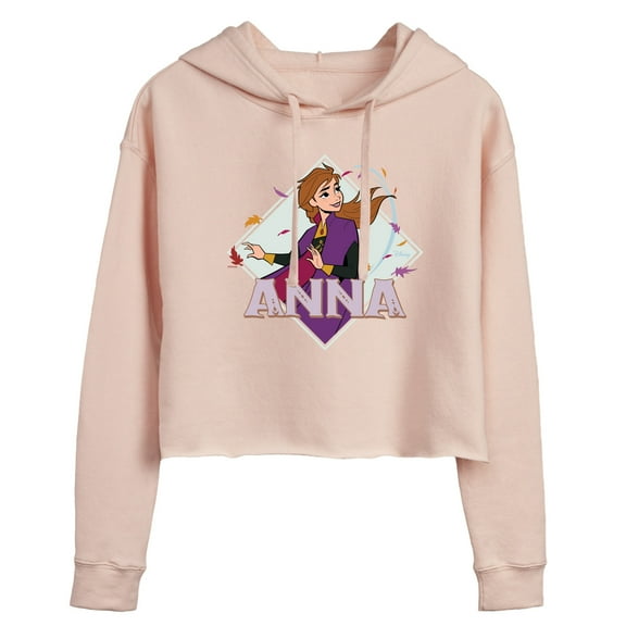 Disney Frozen 2 - Anna Stirs Up Leaves - Juniors Cropped Pullover Hoodie