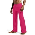 thumbnail image 2 of Mens Pajamas Pants Lightweight Straight Leg Solid Color Pant Comfy Loose Elastic Waist Drawstring Lounge Trousers Hot Pink XXL, 2 of 7