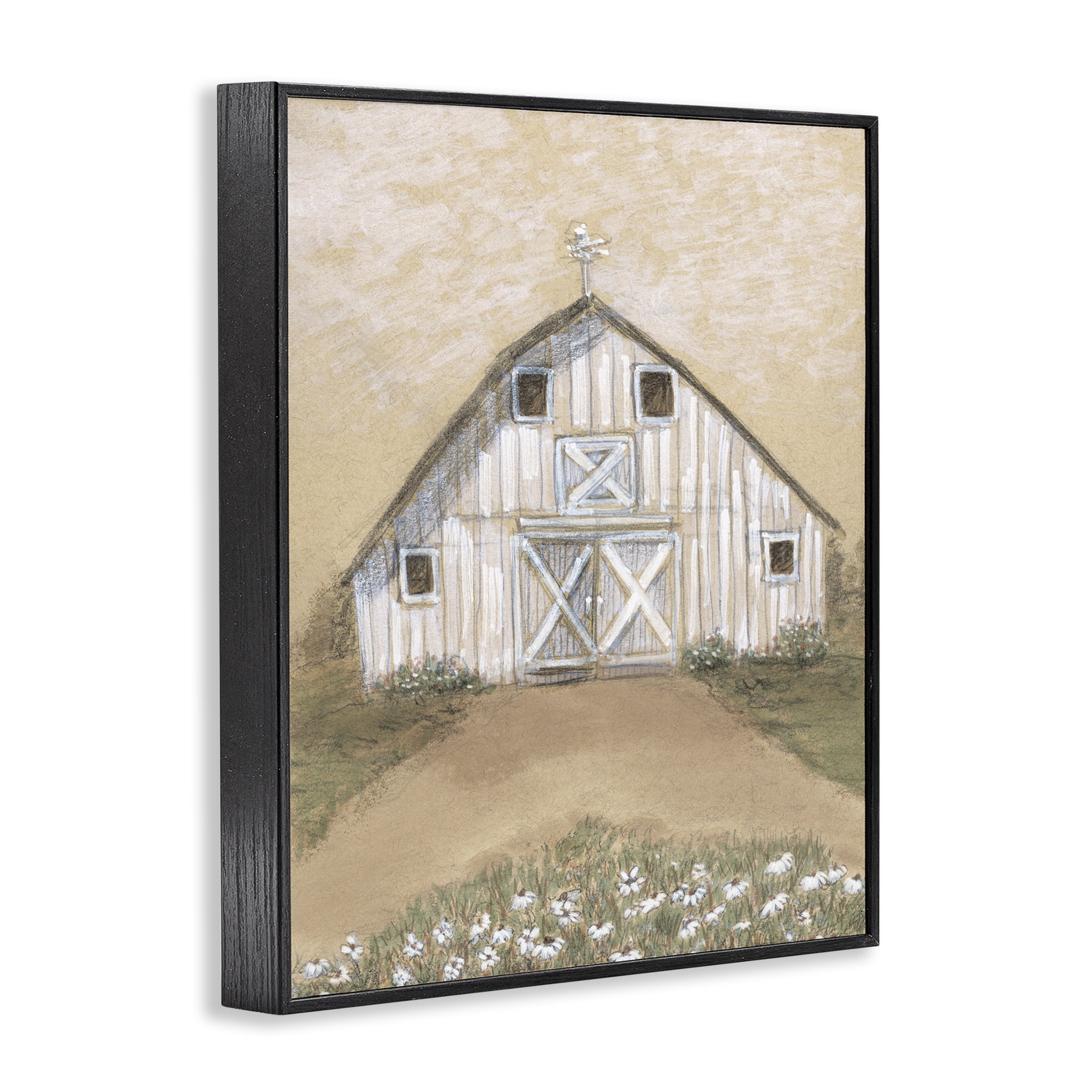 Stupell Industries Barn Lane Flowers Drawing Black Framed Giclee Art, design by Patti Bishop