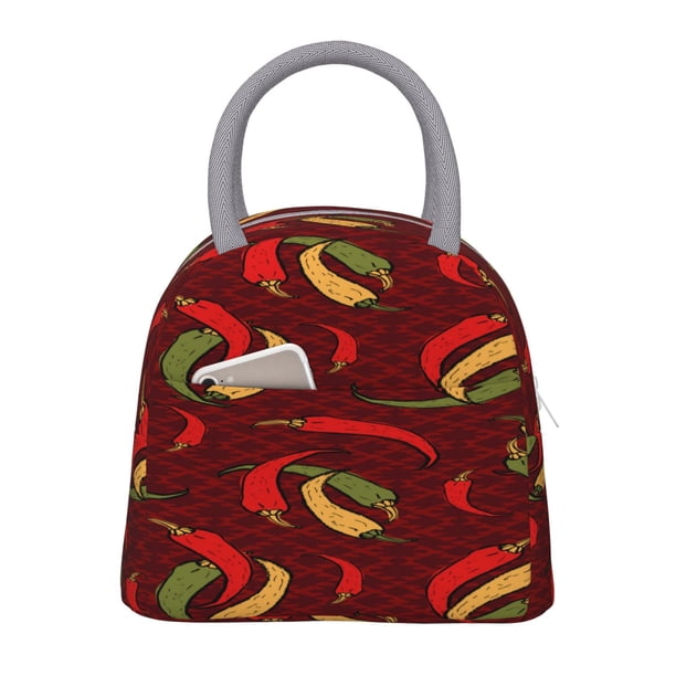 Balery Hot Chili Bolsa de Almuerzo para Mujeres, Caja de Almuerzo, Bolsa de Almuerzo Pequeña Impermeable, Tote de Almuerzo Reutilizable con Gran Capacidad