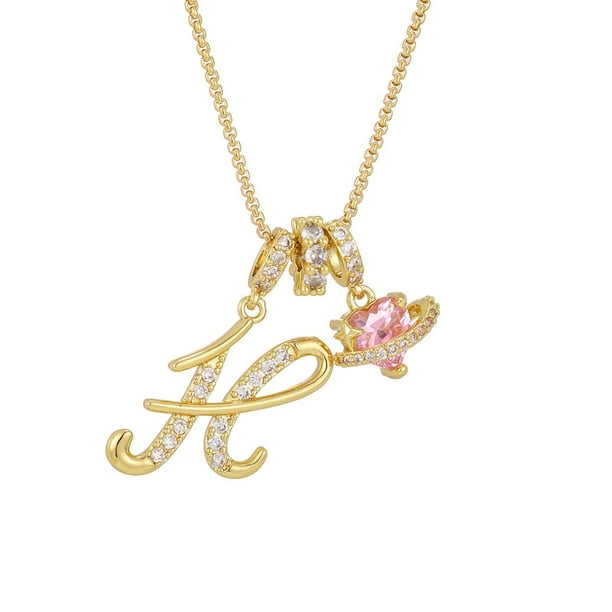Collares colgantes con letras iniciales de 3 capas de oro un collar
