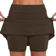 thumbnail image 1 of Gspmoly Shorts de Course pour Femmes, Nouveau Coloris pour Femmes Jupe-Pantalon Taille Mi-Haute Shorts de Sport Décontractés Jupe-Pantalon de Base Shorts de Randonnée Femmes Économies Brun TTTG, 1 of 5