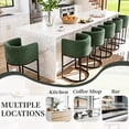thumbnail image 2 of CRERIYO 26" Counter Height Bar Stool Set of 1, Chenille Upholstered Modern Barrel Bar Chair with Metal Frame, Green, 2 of 6