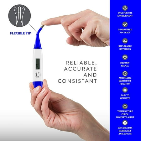 Reactionnx Clinical LED Digital Professional Thermometer Best To Read Monitor Fever Temperature Quickly 60s By Oral Rectal Underarm  Axillary Thermometers  Reliable Readings for Baby Adult (Best Thermometer For Adults 2019)