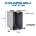 thumbnail image 6 of OHLECTRIC 1-Gang New Work Outlet Box, 18 Cubic Inch (80-Pack) Single Gang PVC Electrical Box Captive Nail Mounting, Non-Metallic PPO/PVC Plastic Construction Boxes GFCI Outlets Dimmers, UL/ETL Listed, 6 of 7