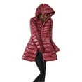 thumbnail image 1 of Bmisegm Manteau en Duvet à Capuche Mi-Long Uni pour Femme avec Cordon, Coupe Ajustée, Rouge, TTTG, 1 of 3