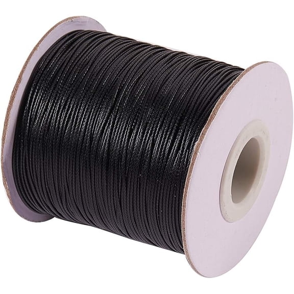 185yards/roll Leather Sewing Stitching Flat Waxed Polyester Cord Bead Cord Black 0.5mm in Diameter