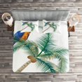thumbnail image 2 of Ambesonne Exotic Quilted Coverlet 3 Pcs, Parrot Coconut Palms, King Size, White Brown Green, 2 of 2