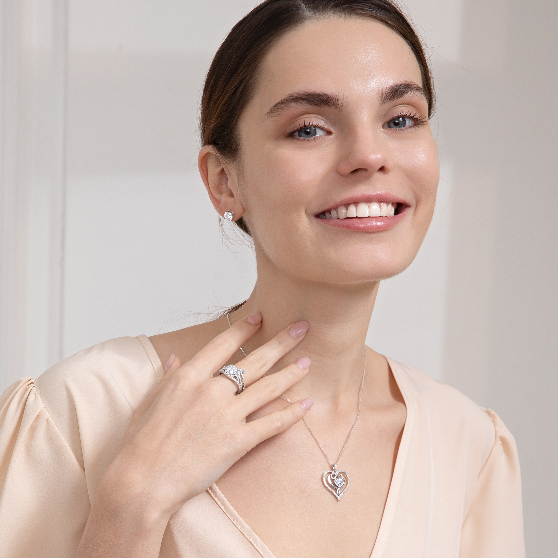 Beautlace 925 Sterling Silver 1CT Heart Moissanite Necklace,I Love You Forever and Always Birthstone Moissanite Jewelry Gift for Women