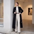 thumbnail image 6 of Rexolia Women's Wool Blend Coat Long Sleeve Notch Lapel Long Trench Fall Winter Office Black Women, 6 of 7