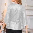 thumbnail image 5 of JGNGSHN Womens Sparkly Sequin Tops Dressy 3/4 Sleeve V Neck Wrap Shimmer Glitter Blouse for Evening Party Club Cocktail White XXXL, 5 of 7
