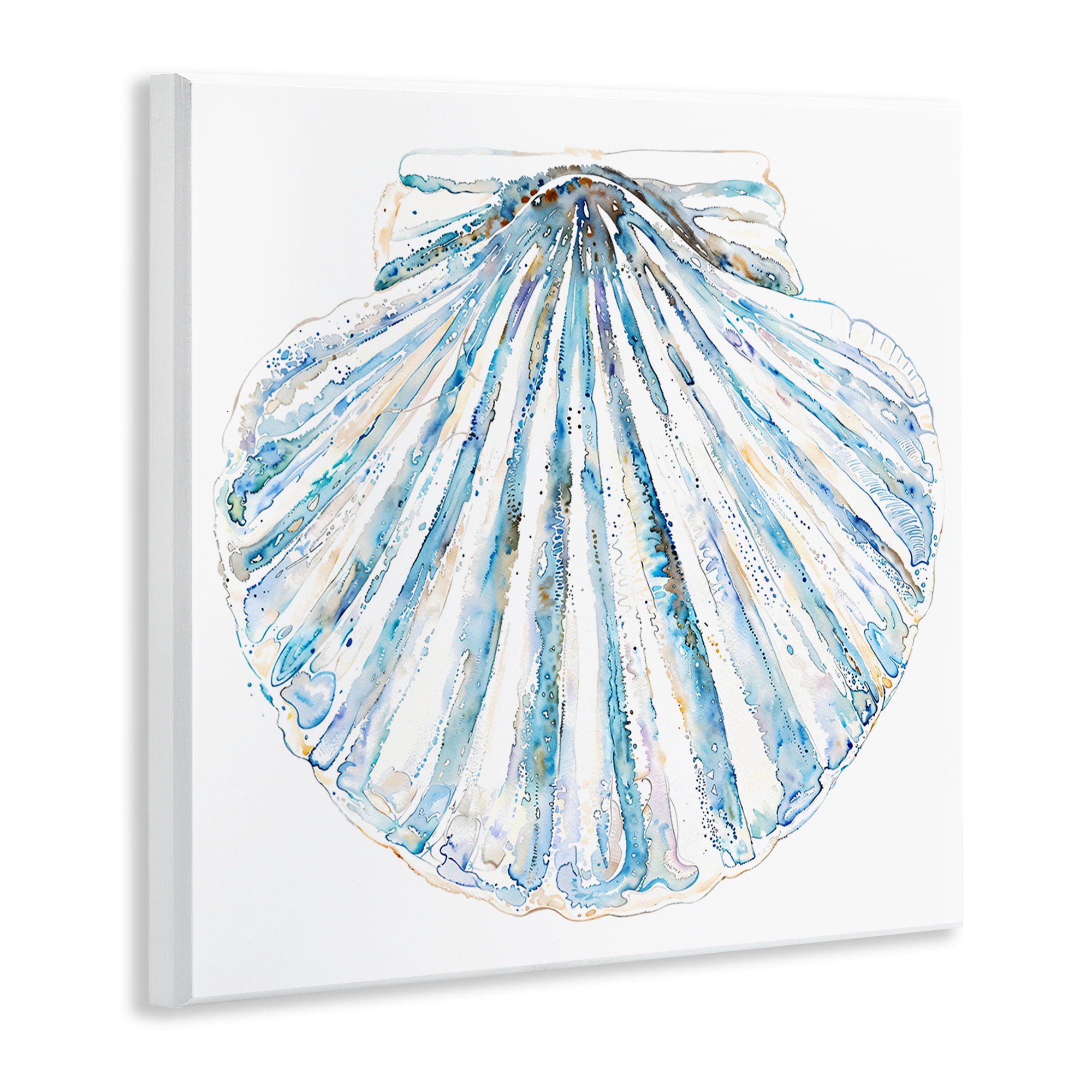 Stupell Industries Clam Shell on White Coastal Painting Unframed Art Print Wall Art, 12 x 12