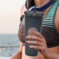 thumbnail image 3 of Reusable 710ml Insulated Plastic Cup with Lid and Straw - Iced Coffee & Smoothie Cup, Transparent Laser Design, 3 of 5