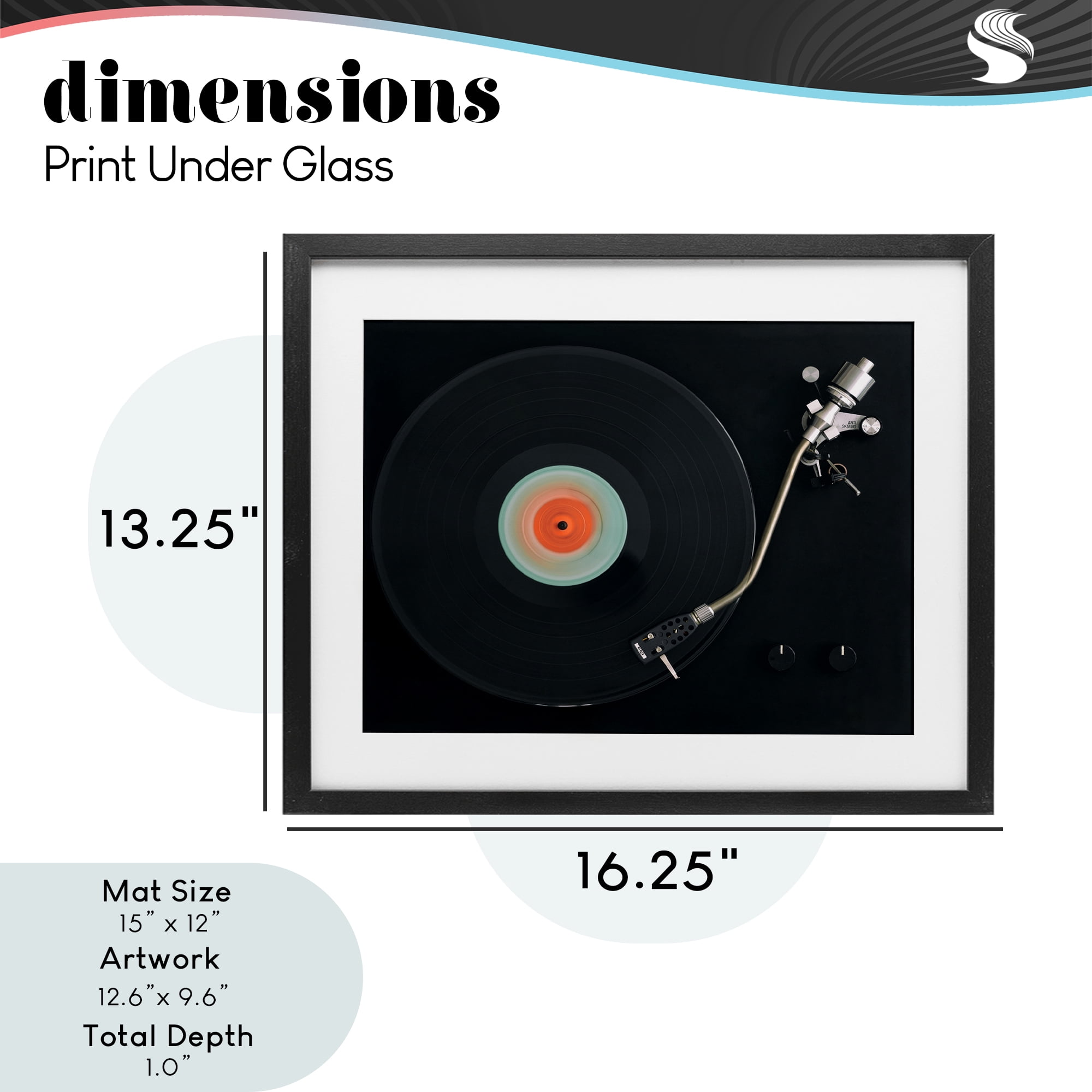 Stupell Industries Vintage Spinning Record Black Framed Print Under Glass, design by Tom Quartermaine