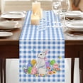thumbnail image 3 of Table Runners 70 Inches Long Dress Scarves, Easter Farmhouse Coffee/Dining/Kitchen Table Decor, Holiday Table Runner, Spring Watercolor Bunny Eggs Butterflies Blue Plaid 13x70 Inch, 3 of 9