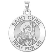 Saint Cyril of Alexandria Round Religious Medal - - 2/3 Inch Size of Dime, Sterling Silver