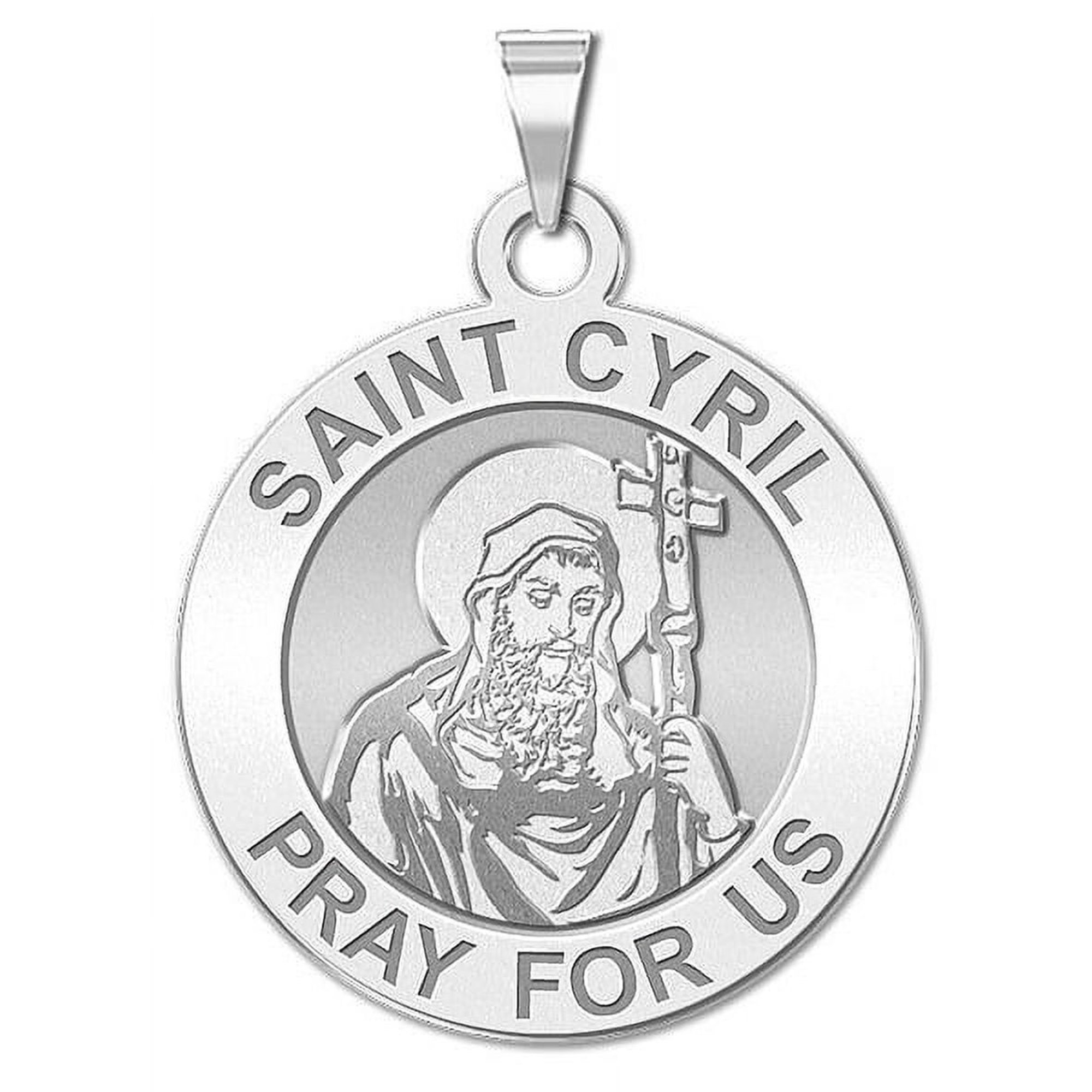 Saint Cyril of Alexandria Round Religious Medal - - 2/3 Inch Size of Dime, Sterling Silver