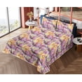 thumbnail image 4 of Ambesonne Iris Fitted & Flat Sheet with Shams 4 Pcs Set, Blooming Flowers Pattern Art, Queen, Pale Purple and Apricot, 4 of 5