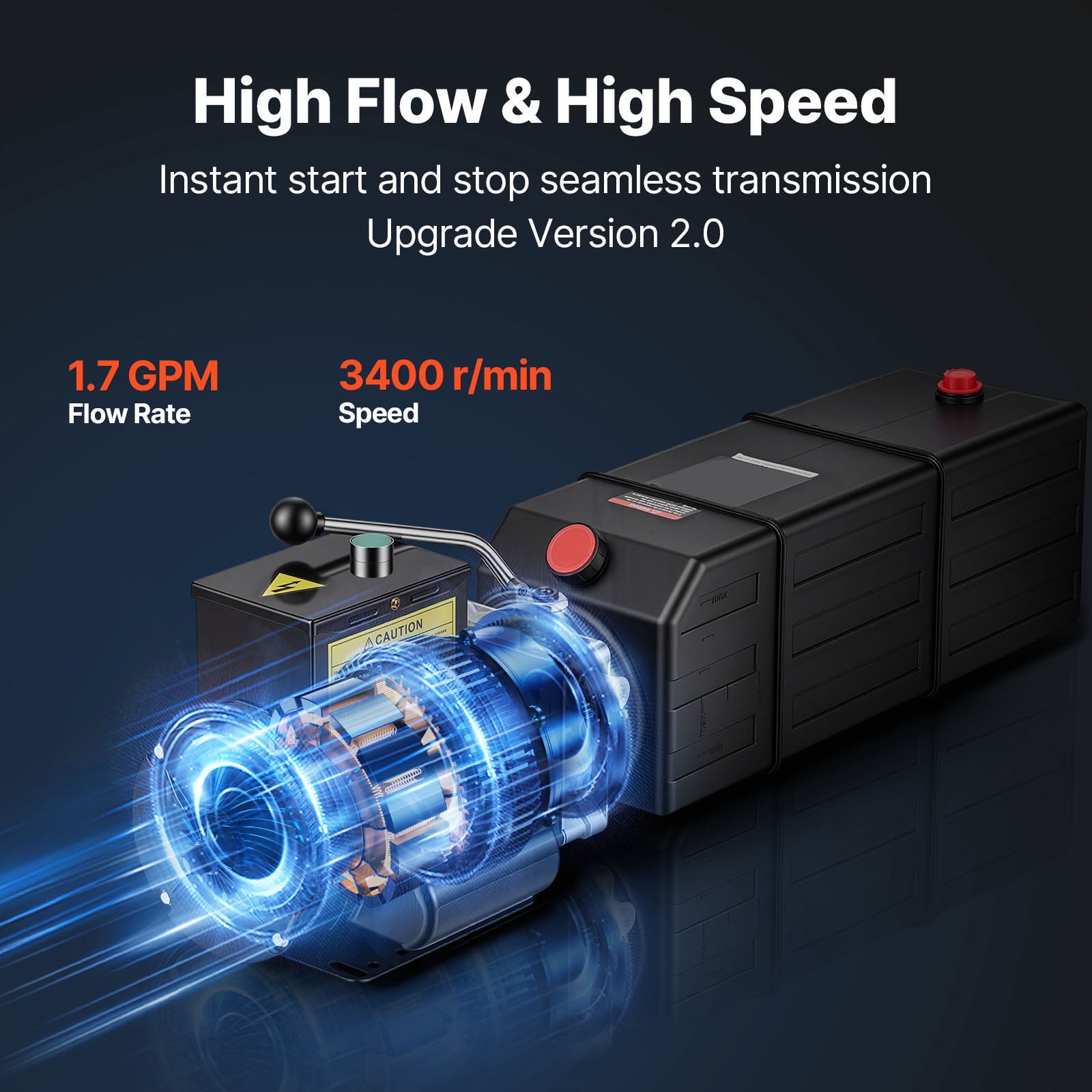 KFFKFF 14 Quart Hydraulic Pump, 2.2KW Motor for Dump Trailer, Single Acting, 3200 PSI Max Pressure, 1.7 GPM Flow Rate, AC220-240V Power Unit for Car Lift (Vertical Installation)