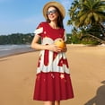 thumbnail image 4 of Fotbe Happy New 2025 Year Vestido Largo de Moda para Mujer, Vestido Tipo Camiseta con Manga Corta y Estilo Casual a Rayas y Bloques de Color, 4 of 6