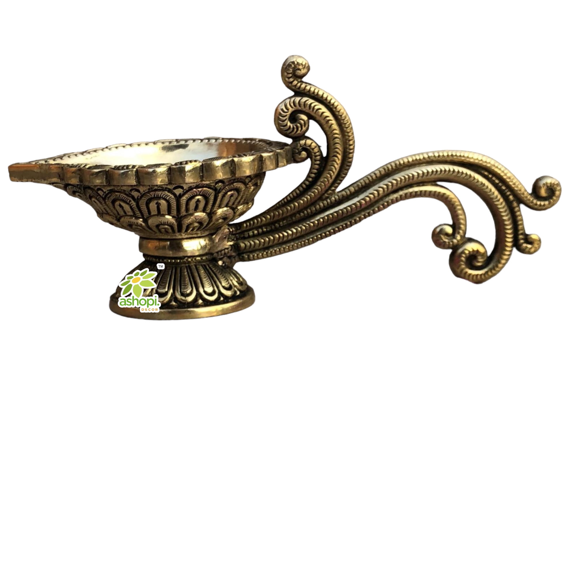 Diya with handle - Temple worship puja deepak - oil lamp By Ashopi Decor