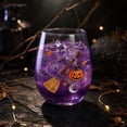 thumbnail image 5 of 2D Printed Halloween Stemless Glass Cup, Spooky Ghost Black Cat Pumpkin Pattern Wine Tumbler, Seasonal Halloween Party Drinkware Decor, 5 of 7