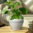 thumbnail image 2 of Ordivic 8 inch Cream White Ceramic Decorative Planter with Drainage Hole & Saucer, Modern Indoor Pot for Herbs & Living Room,Office Desk Decor, 2 of 7