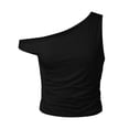 thumbnail image 4 of Rhuody Women'S Tops Off The Shoulder Sleeveless Shirts Going Out Crop Tank Tops Slim Fitted Summer Durable Women'S Clothing Black, 4 of 5